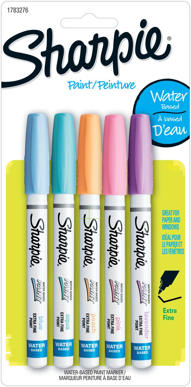 Sharpie Water-Based Paint Marker Set - 5-Color Pastel Set (Peach, Aqua,  Lavender, Pink & Blue)